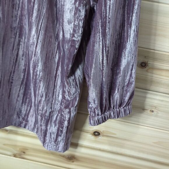 Vici Top Womens Medium Mauve Velvet Button Front Blouse - Picture 3 of 9